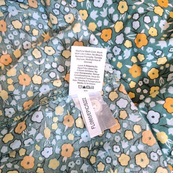 Free Assembly Floral Green and Yellow Mens Button Down Short Sleeve Shirt XXL - Picture 6 of 6